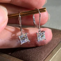 caoshi fashion luxury square cubic zirconia drop earrings elegant engagement party jewelry for women stylish daily collocation
