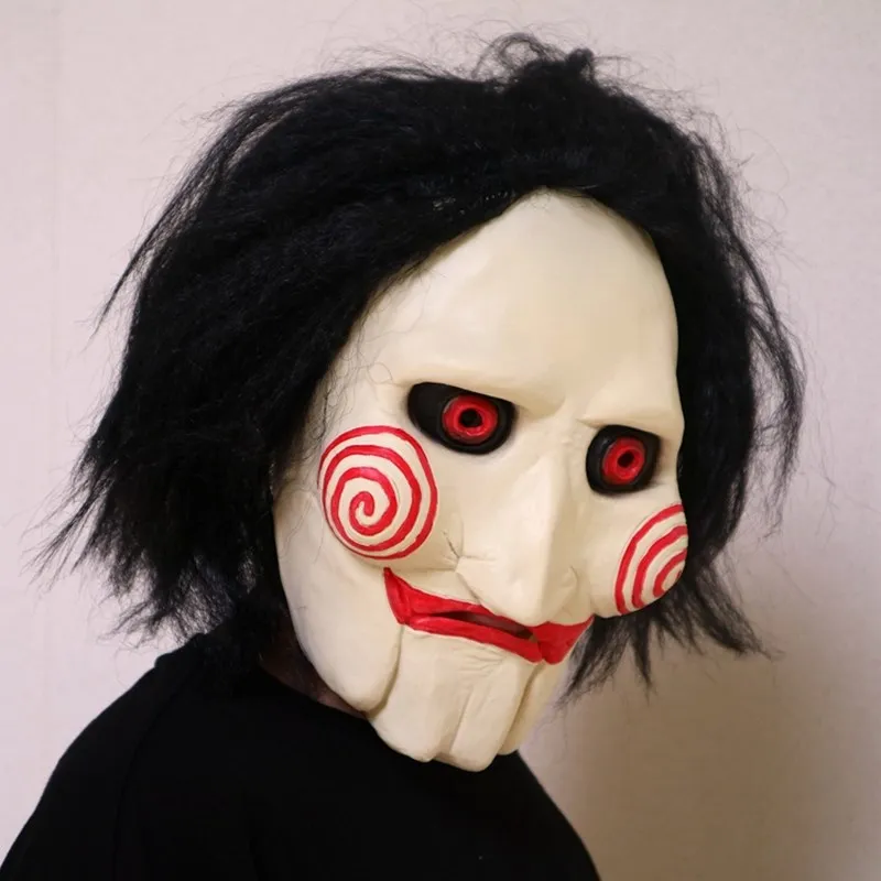 

Movie Saw Chainsaw Massacre Jigsaw Puppet Masks Latex Creepy Halloween Gift Full Mask Scary Prop Unisex Party Cosplay Supplies