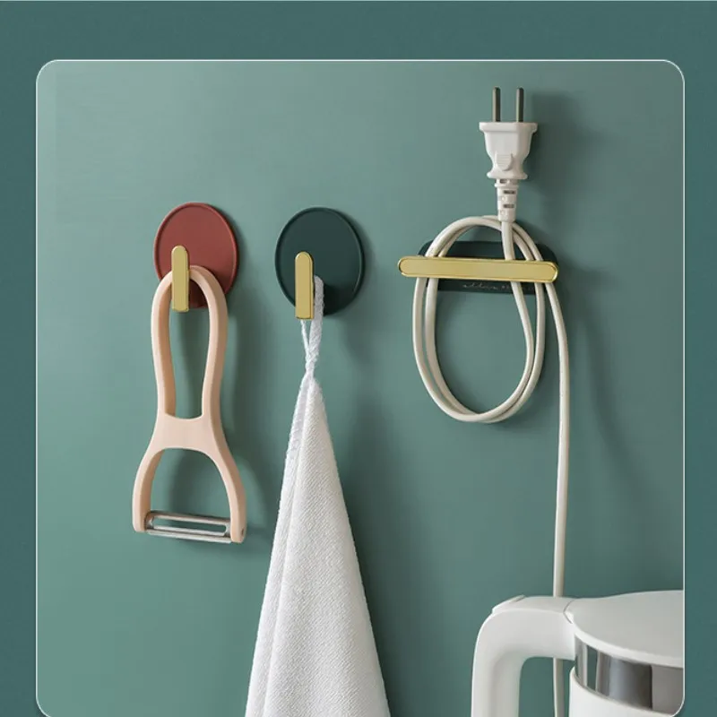 

4 Pcs/set Hook Plug Holder Household Hook Wall Glue Free Punching Kitchen Bathroom Storage Hook