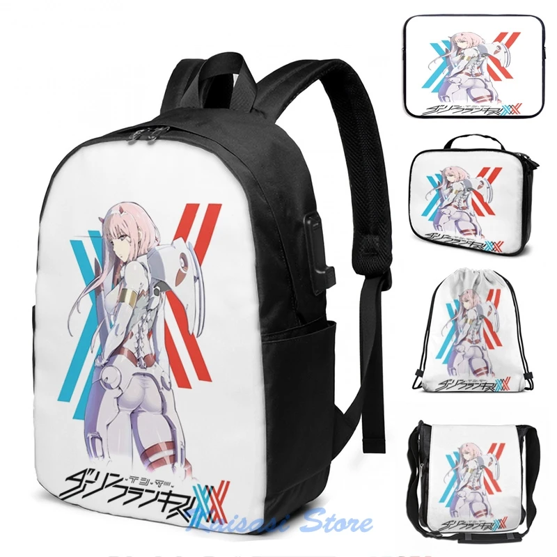 Darling в Franxx ноль два Костюм Пилота USB заряд рюкзак школьные сумки Для женщин сумка