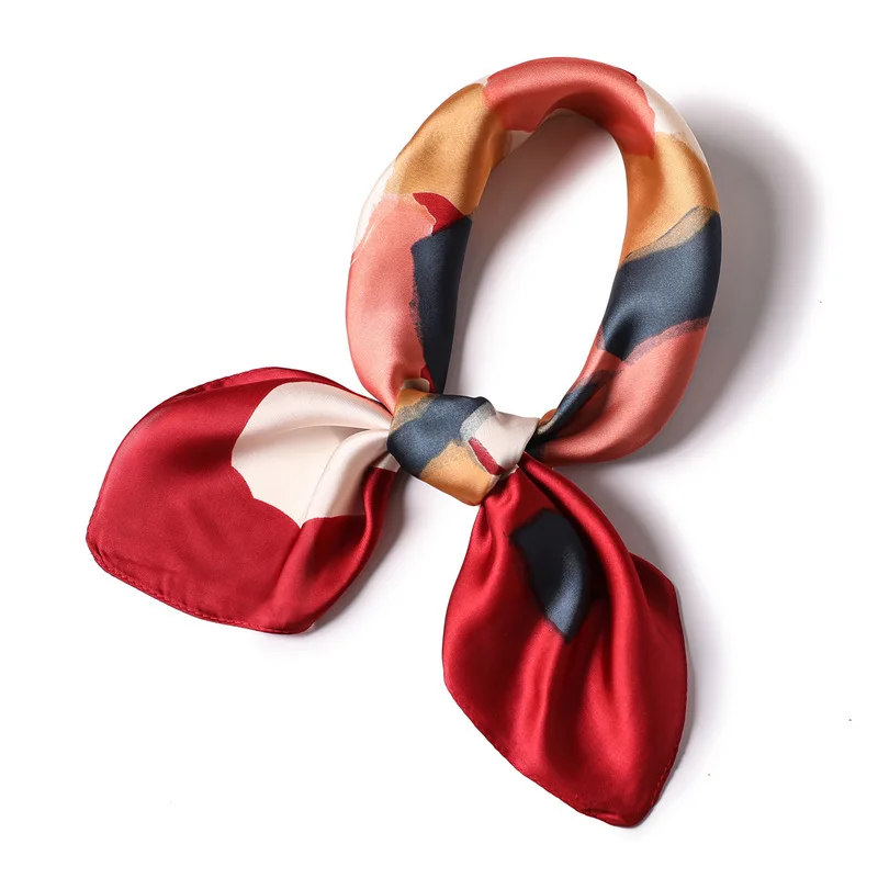 

2021 Fashion Print Silk Scarf Square for Women Summer Hairband Lady Shawls Floral Office Neck Small Scarves Tie Bandana