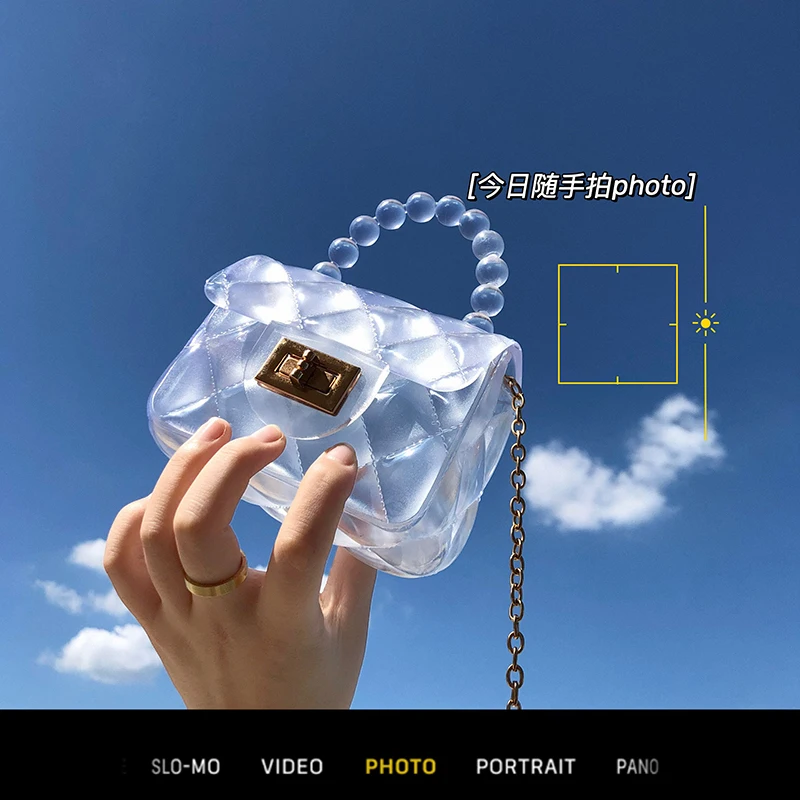 

Маленькие женские прозрачные сумочки на цепочке, милые портативные корейские дамские модные квадратные мессенджеры на одно плечо