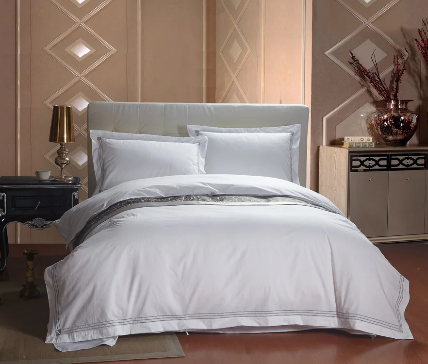 

Professional 4PCS European Five-Star Hotel Bedding Sets Luxury White Stripes Comforter Set King Size Bed Set/Pillowcase Cover