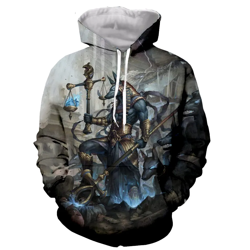 Забавные новые модные толстовки с длинным рукавом и 3D принтом Anubis на