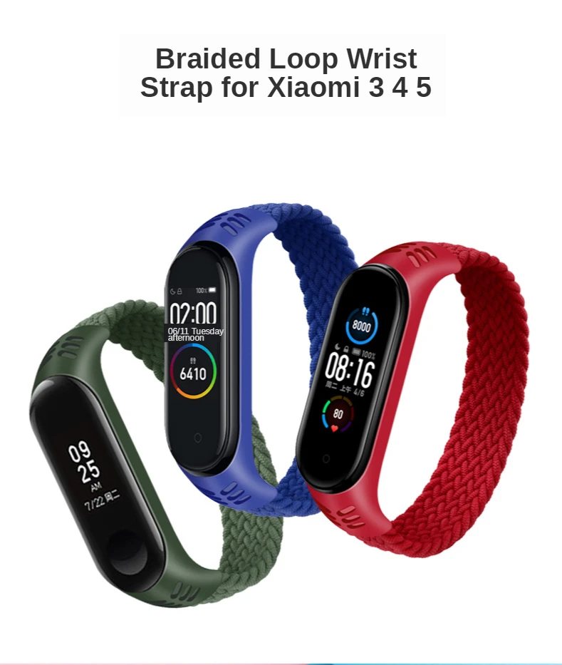 Плетеный Нейлоновый Ремешок силиконовый чехол для Xiaomi Band 6 3 4 5 эластичный ремешок