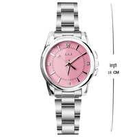 women watches stainelss steel bracelet strap quartz movement waterproof pink dial face