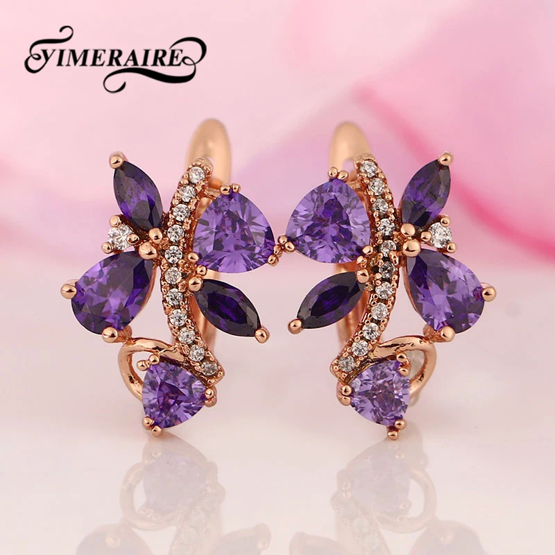 Высокое качество 585 розовое золото ювелирные изделия модные серьги-гвоздики для