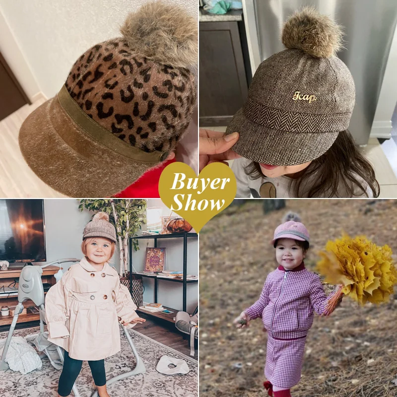 Fashion Baby Cap Autumn Winter Baby Hat for Girls Boys with Detachable Fur Ball Pompom Kids Hats for 1-6 Years 12 Colors