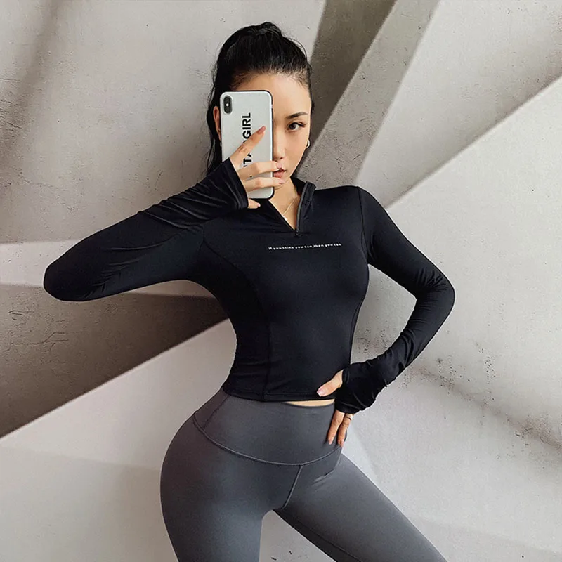 

New Women Sport Jacket Zipper Fitness shirt Long Sleeve Sweatshirt Cloth Breathable Sports shirt Thumbhole Jacket Yoga top