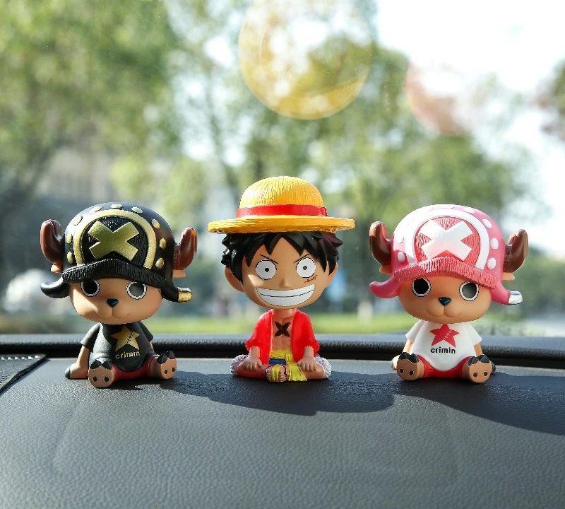 Кавайная Милая 11 см цельная кукла Луффи Вибрирующая голова украшение автомобиля