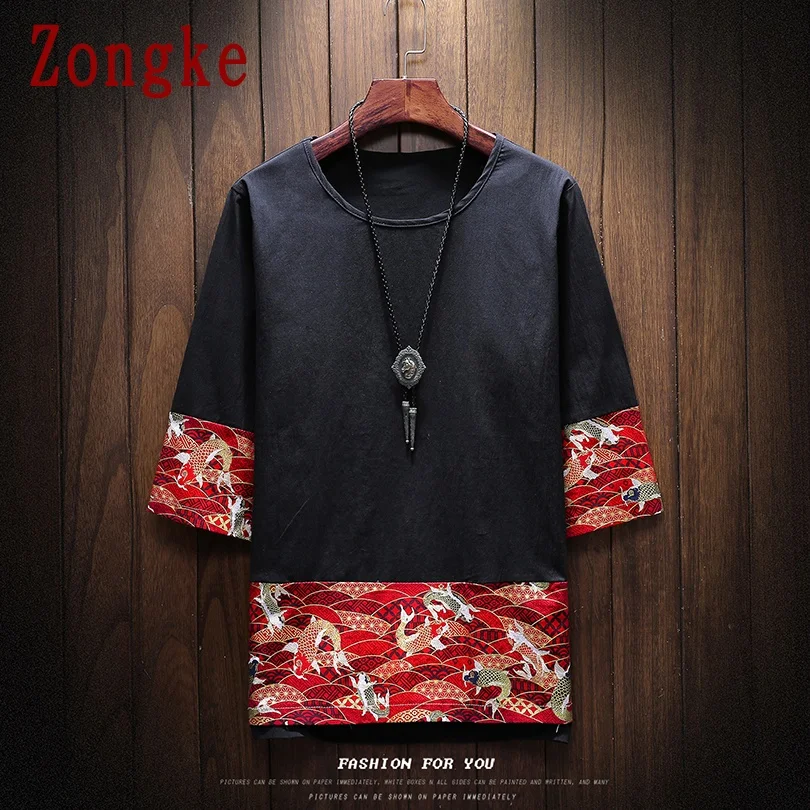 

Zongke Japan Style Cotton T Shirt For Men Clothing Harajuku Summer Tshirt Men Streetwear Hip Hop 5XL 2021 New Arrivals