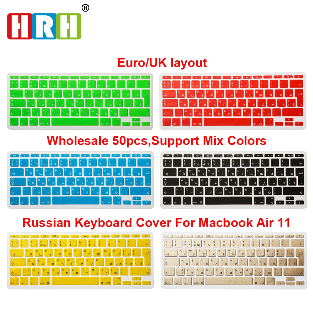 Мягкая силиконовая защитная пленка для клавиатуры HRH 50 шт./лот EU UK с русскими