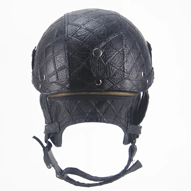 

Retro Leather Motorcycle Half Helmet With Visor Vintage Classical Casque Unisex Riding Motor Scooters Harley Racing Four Seasons