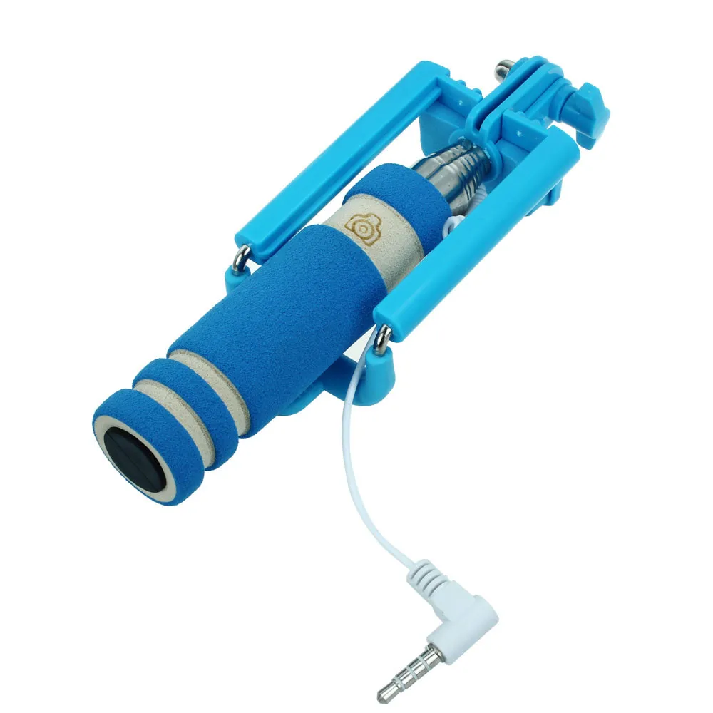

Malloom 2019 Mini Wired Selfie Stick Handheld Monopod Camera Selfi Stik Extendable Tripod Selfie Vara Auto Monopad Blue