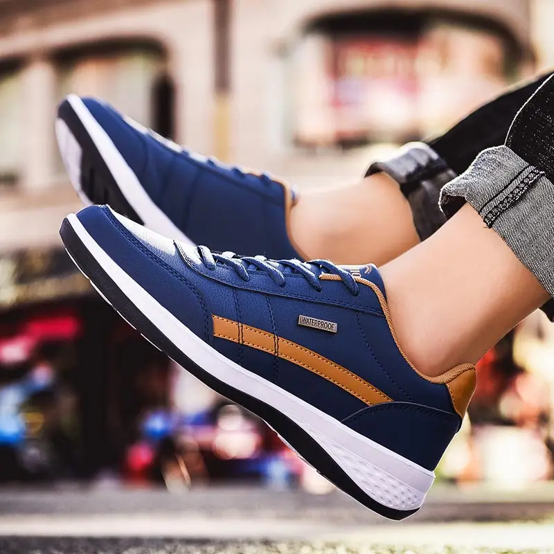 

Comemore PU Leather Sneakers for Running Shoes for Men Sports Shoes Sport Shoes Male Trainers Blue Basket Training Footwear Gym