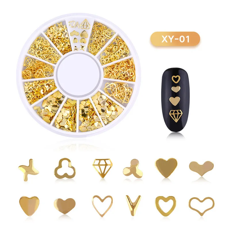1 коробка 3D полые художественного украшения ногтей металл смешанные формы в виде