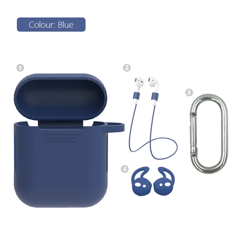 4in1-Blue Мягкий силиконовый чехол 4 шт. в комплекте для Apple гарнитура для Airpods чехол s для Apple Airpods противоударный чехол для Air Pods защитный чехол - Цвет: 4in1-Blue
