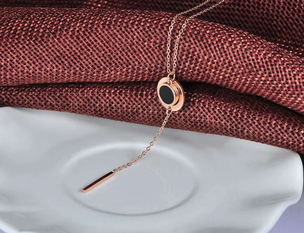 ЗооМанго 316L Нержавеющая сталь Любовь Кисточка Подвески Ожерелья Ювелирные изделия Роскошные Розовое золотое цветное ожерелье с черной раковиной для девочки ZN17047.