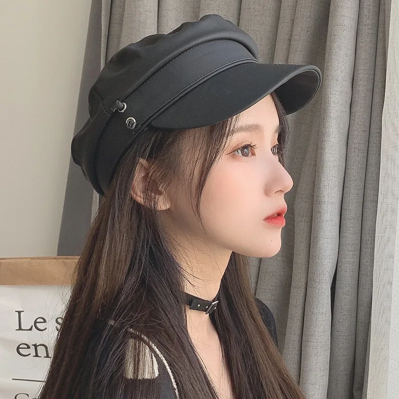 

Boinas Para Mujer Hat Women Autumn and Winter Korean Style Wild Casual PU Leather Berets Caps for Women Cappello Donna Kapelusz