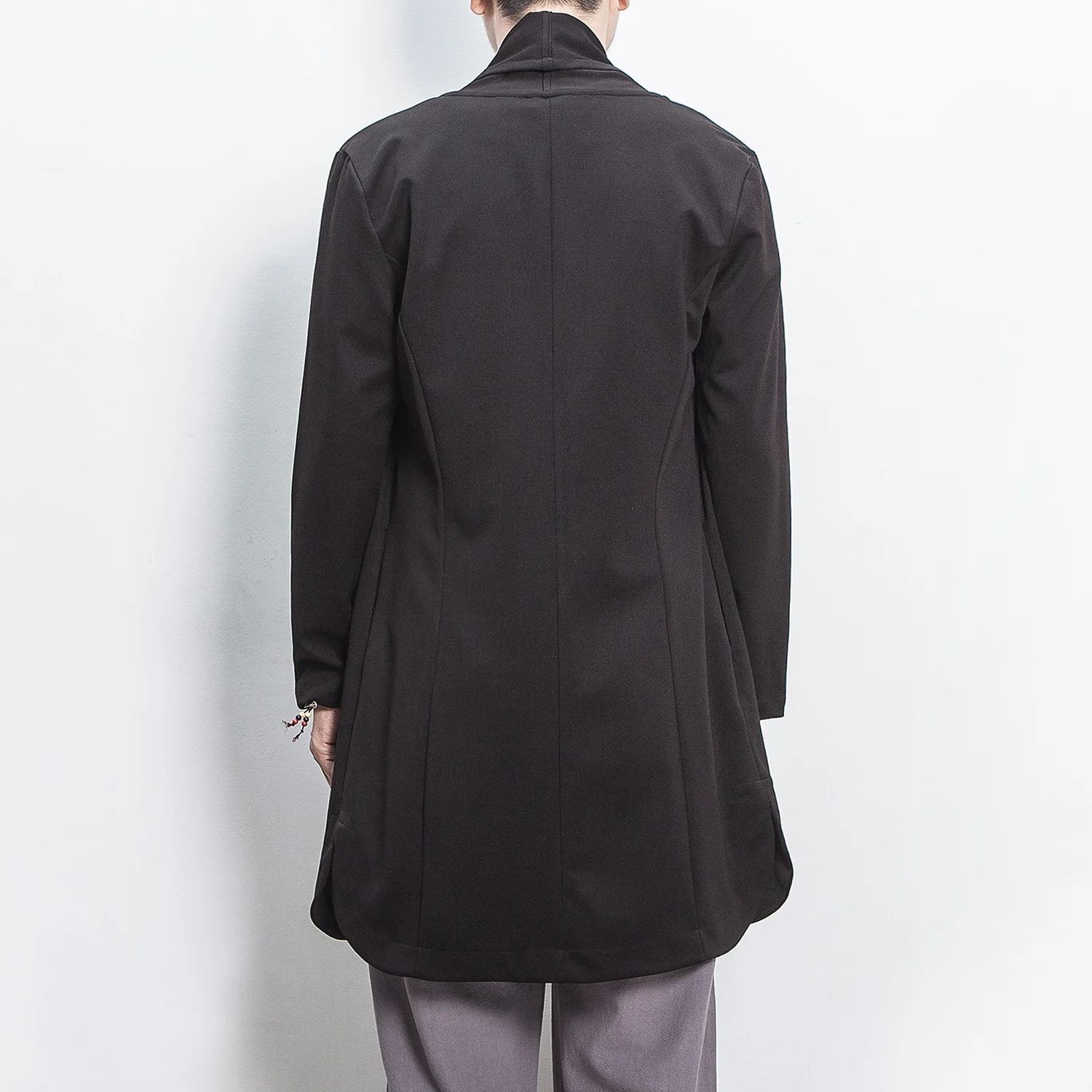 Мужской длинный кардиган в китайском стиле винтажный свободный однотонный