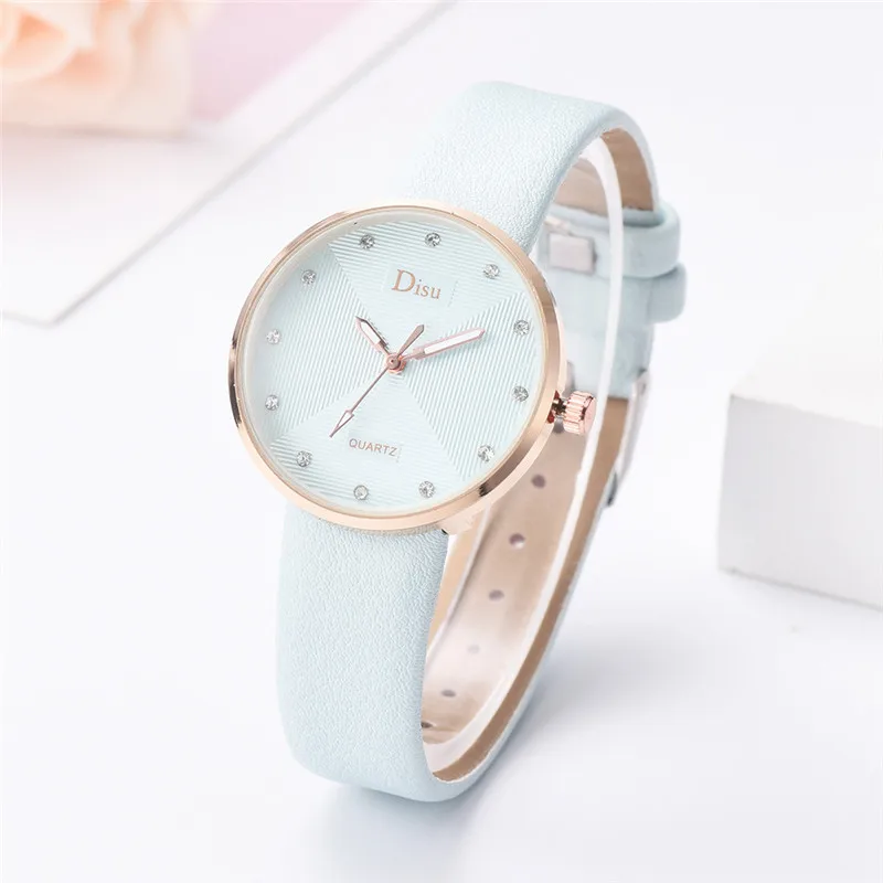 Часы женские повседневные кварцевые с бриллиантовым циферблатом под платье