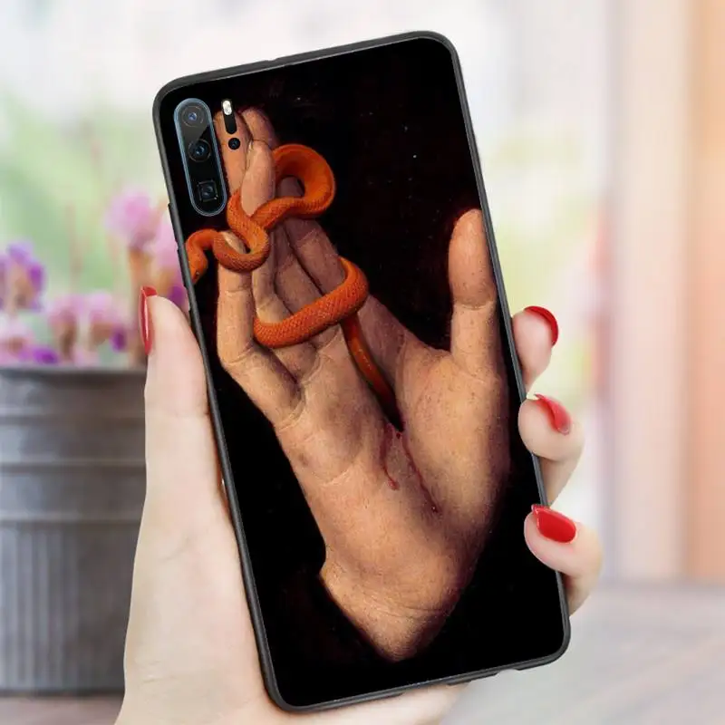 

Hand Flower Snake Painting Phone Case For Huawei honor Mate P 10 20 30 40 i 9 8 pro x Lite smart 2019 nova 5t