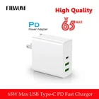 Быстрое зарядное устройство FTEWUM 20 в, 3,25 А, 65 Вт, 45 Вт, USB Тип C PD, адаптер QC для ноутбука Macbook Pro,Asus,lenovo thinkpad ,HP, DELL XPS,IPAD