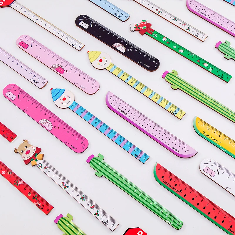 1 шт. Санта Клаус клоун с рисунком кактуса Ученические милые деревянная линейка 15