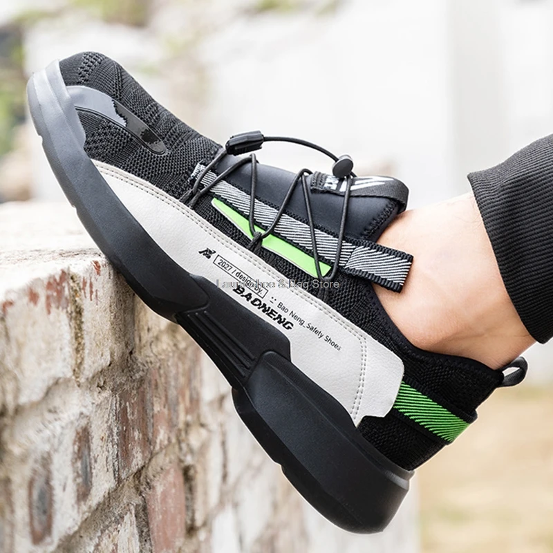 Летняя защитная обувь для мужчин мягкие дышащие мужские рабочие кроссовки со