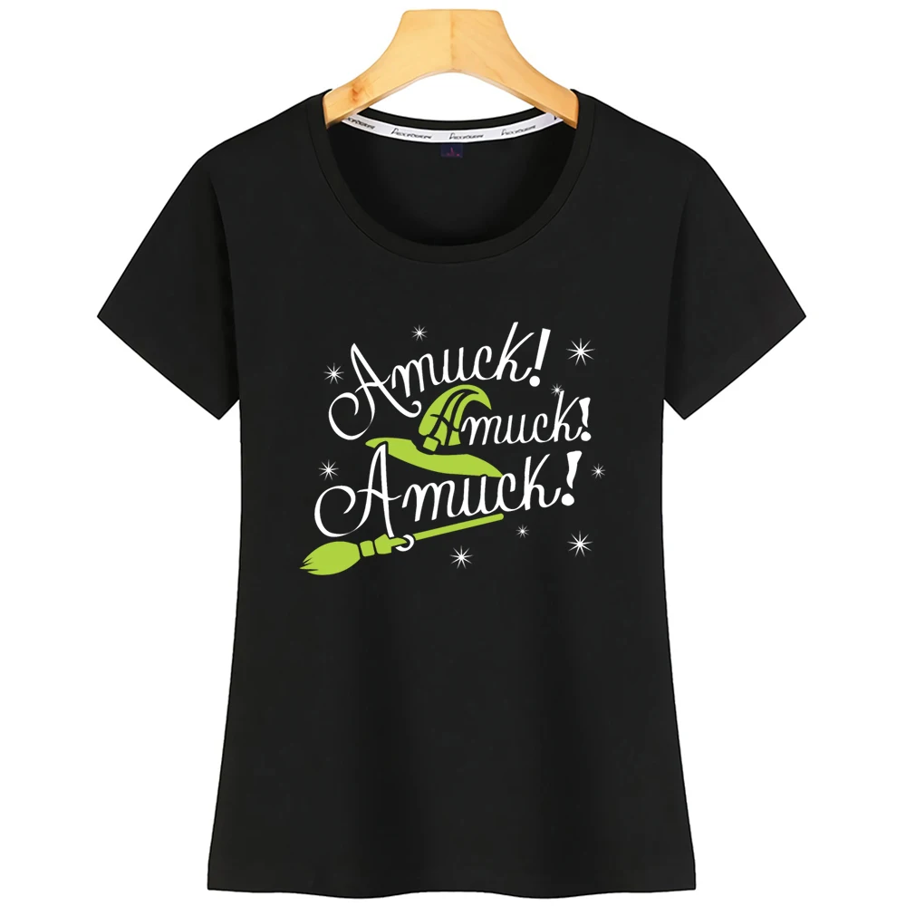

Tops T Shirt Women Amuck Amuck Amuck Casual Black Short Tshirt