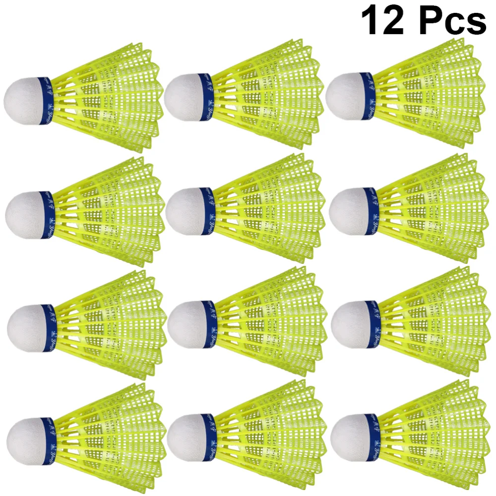 

12pcs Badminton Birdies Shuttlecocks for Indoor Outdoor Playing School Fitness Sports Activities (Yellow)