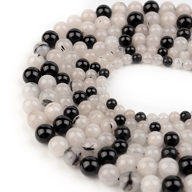 

Round Loose 6/8/10mm Natural Stone Round Black Beads Black Spar Stone Beads For DIY Making Bracelet Necklace Jewelry Beadtales