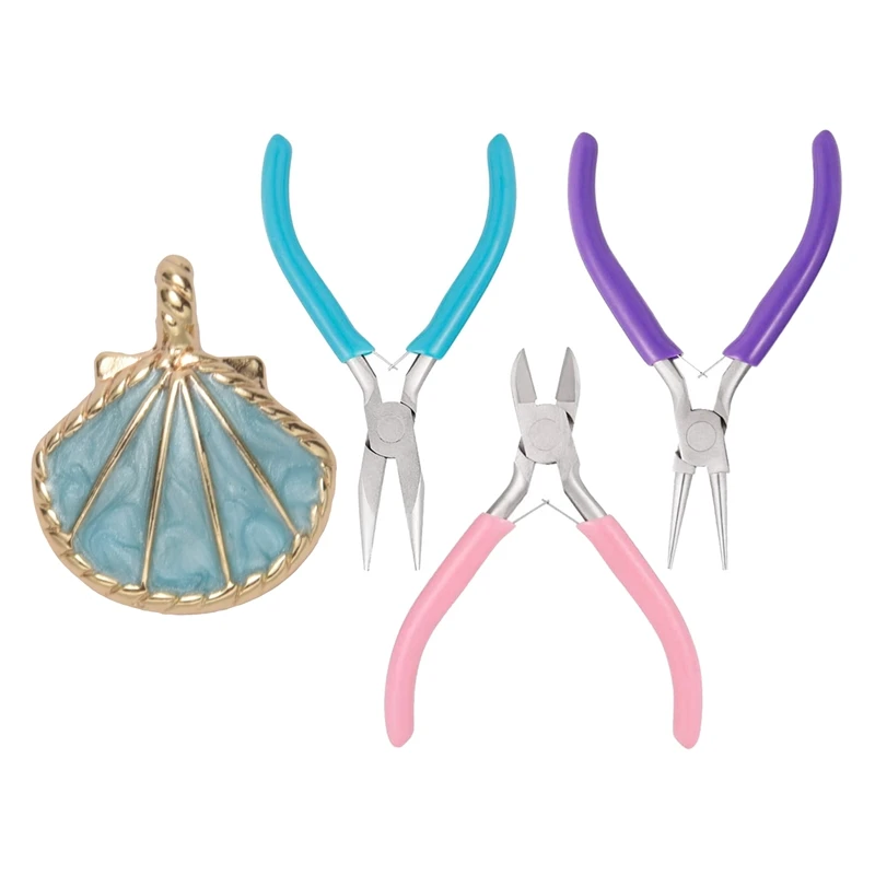 

Подвески в виде морских ракушек, бусины в виде морских звезд с 3 ручными плоскогубцами, инструменты для самостоятельного изготовления и рем...