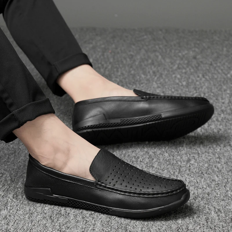 

Мужская Летняя обувь, мокасины без шнуровки, лоферы из 2021 натуральной кожи, мягкие, повседневные, удобные кроссовки на плоской подошве дышащ...