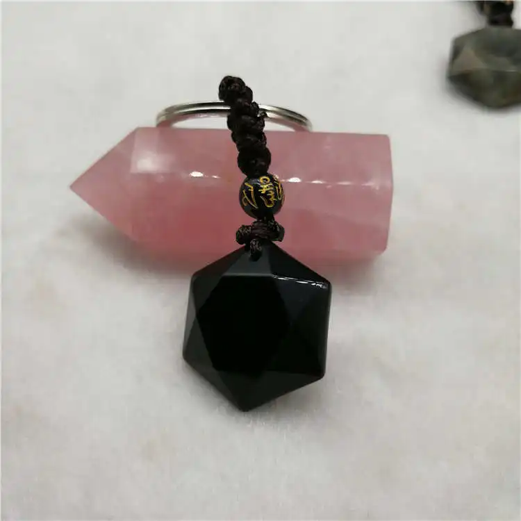 Прямая поставка натуральный энергетический камень черный обсидиан 6 звезд