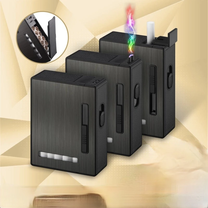 

Arc Lighter Automatic Cigarette Case 20 Pieces with Single Arc Charging Lighter Gadgets for Men Technology Smoking Accessories
