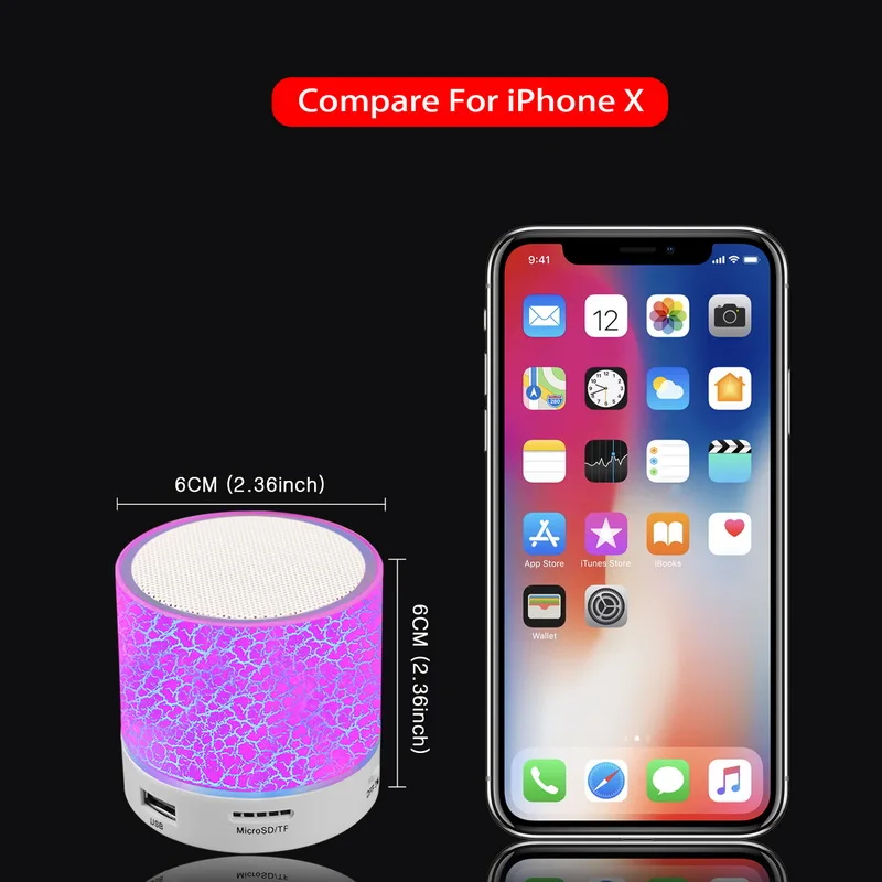 Беспроводная Bluetooth Колонка A9 светодиодный Ной подсветкой поддержка Hands-Free Card