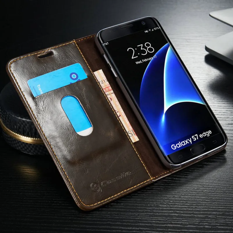 Luxury magnetic flip cover For Samsung galaxy S7 edge S8 S9 S10 Plus Note 8 9 10 vintage leather wallet case | Мобильные телефоны и