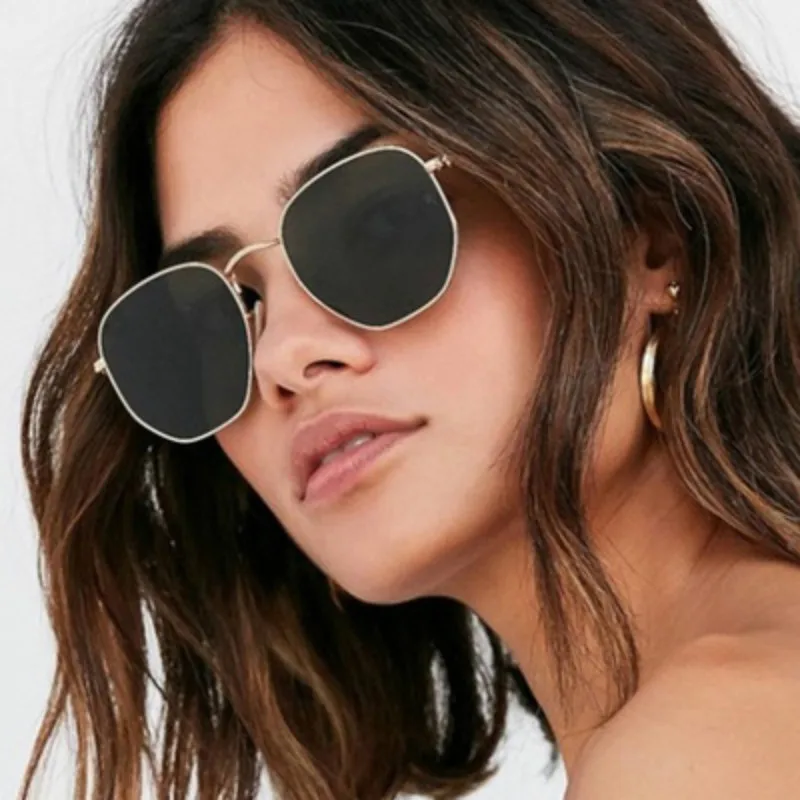 

2021 Vintage Metal Hexagonal Sunglasses Women/Men Brand Designer Retro Driving Mirror Sun Glasses oculos de sol UV400