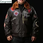 Супер предложение! У нас большой Размеры Air Force G1 пилот теплый натуральный мех норки съемный меховой воротник из натуральной коровьей кожаные пальто Курточка бомбер