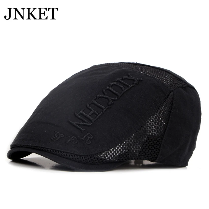 

JNKET Breathable Fabric Men Women's Berets Hat Casquette Summer Casual Sunhat Peaked Cap Duckbill Cap Retro Embroidery Design