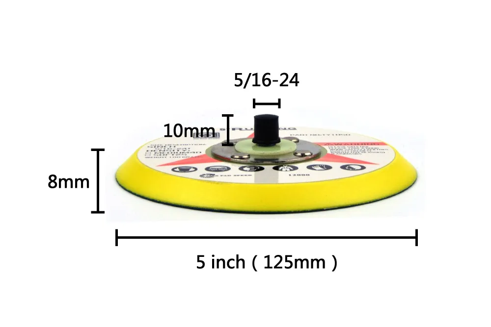 

5 Inch 5/6/8 Holes Backup Sanding Pad125mm Sanding Disc Backing Pad 5/16"-24 Thread Hook and Loop Abrasive Tools