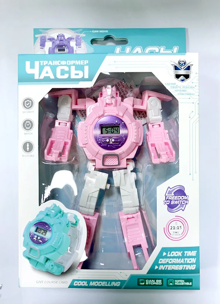 

Children New Digital Watch transformers Rotatable LED Display Wrist Watches Christmas Gift For Boys and Girls Kid Toy Watch