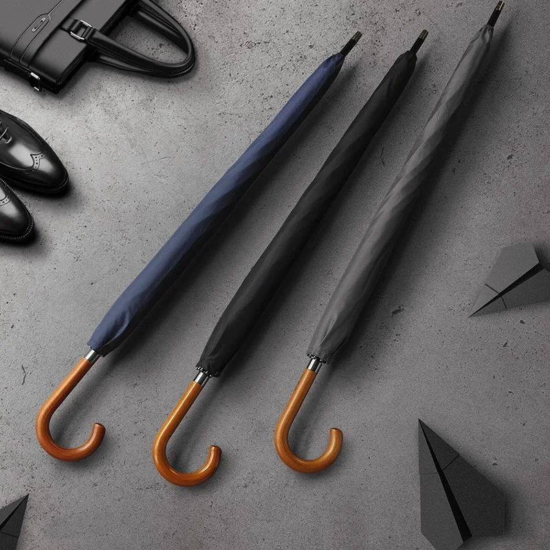 Деревянный Зонт с длинной ручкой ветрозащитные зонты сильным дождем японский