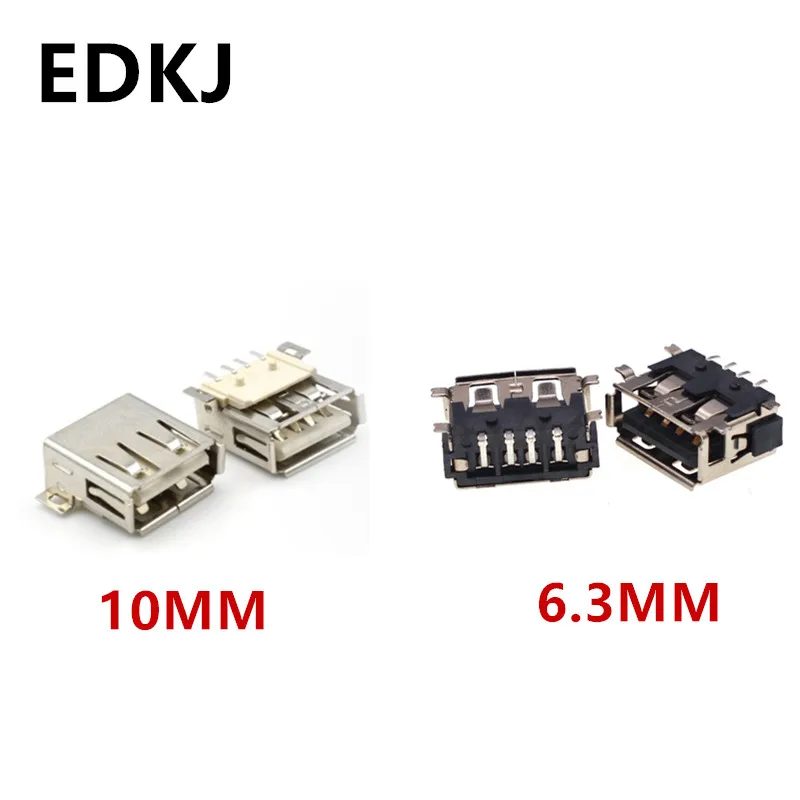 

10PCS 6.3/10mm USB Type A Standard Port Female Solder Jacks Connector PCB Socket USB-A type SMT 4Pin Straight Roll