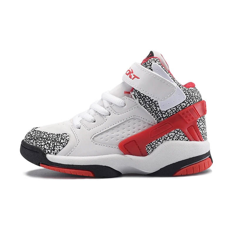 white-red Детские кроссовки для мальчиков Jordan Баскетбольная обувь кроссовки высокие детские спортивные ботинки дышащая противоскользящая спортивная обувь для улицы - Цвет: white-red