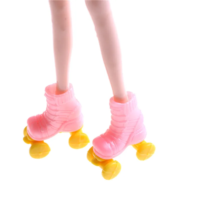 

2Pairs Doll Shoes Decorative Toy Kids Girls Toy Roller Play Doll Accessories Gift For Kid Doll Roller Skates For Dolls