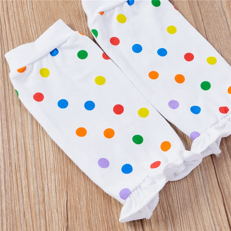 

4pcs 6-18Months Toddler Baby Girls Cotton Clothes Sets,Summer Rainbow Flared Short Sleeves Romper+Tutu Skirt+Leg Warmer+Headband