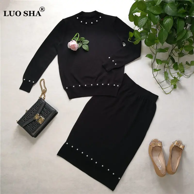LUOSHA новинка сезона осень-зима 2019 года Женский комплект из двух предметов с