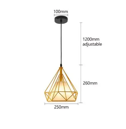 Подвесной светильник в виде пирамиды металлическая клетка E27 Современный